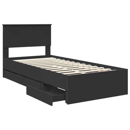 vidaXL Bed Frame with Drawer Black 90 x 190 cm Engineer Wood