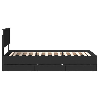 vidaXL Bed Frame with Drawer Black 90 x 190 cm Engineer Wood