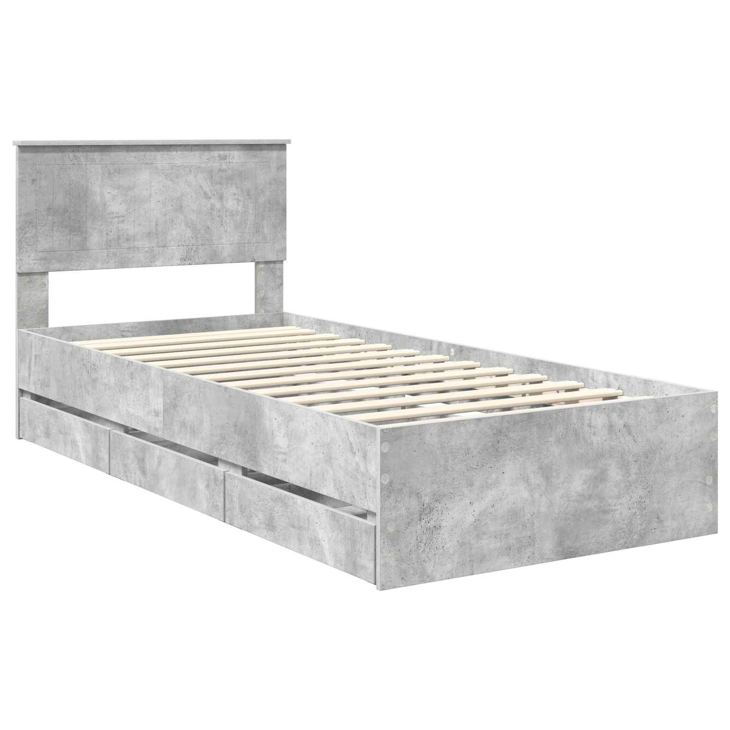 vidaXL Bed Frame with Drawer Concrete Grey 90 x 190 cm Engineer Wood