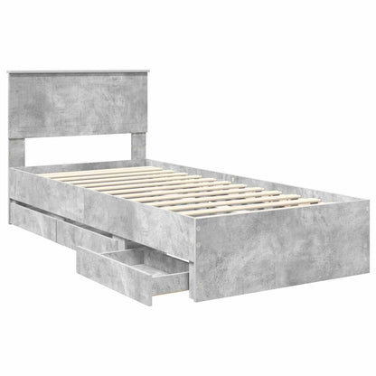 vidaXL Bed Frame with Drawer Concrete Grey 90 x 190 cm Engineer Wood