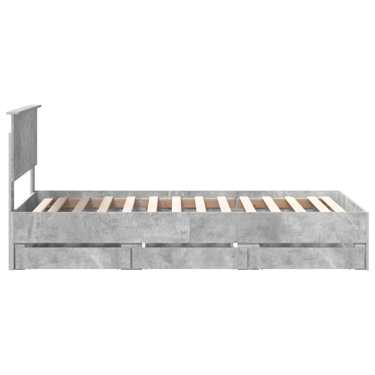 vidaXL Bed Frame with Drawer Concrete Grey 90 x 190 cm Engineer Wood