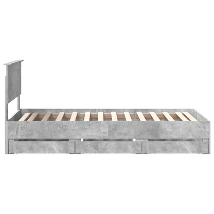 vidaXL Bed Frame with Drawer Concrete Grey 90 x 190 cm Engineer Wood
