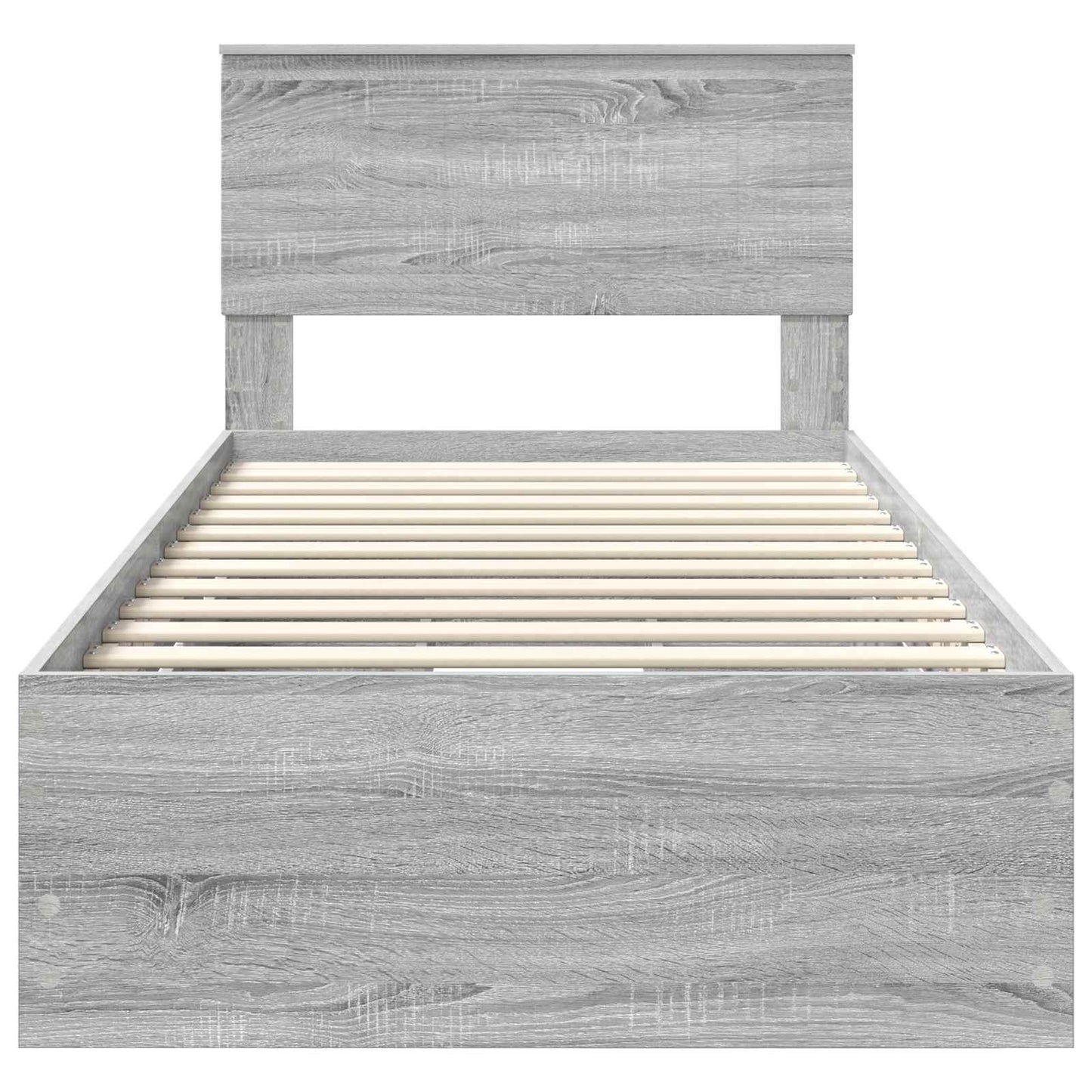 vidaXL Bed Frame with Drawer Grey Sonoma 90 x 190 cm Engineer Wood