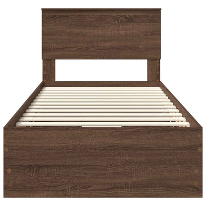 vidaXL Bed Frame with Drawer Brown Oak 90 x 190 cm Engineer Wood