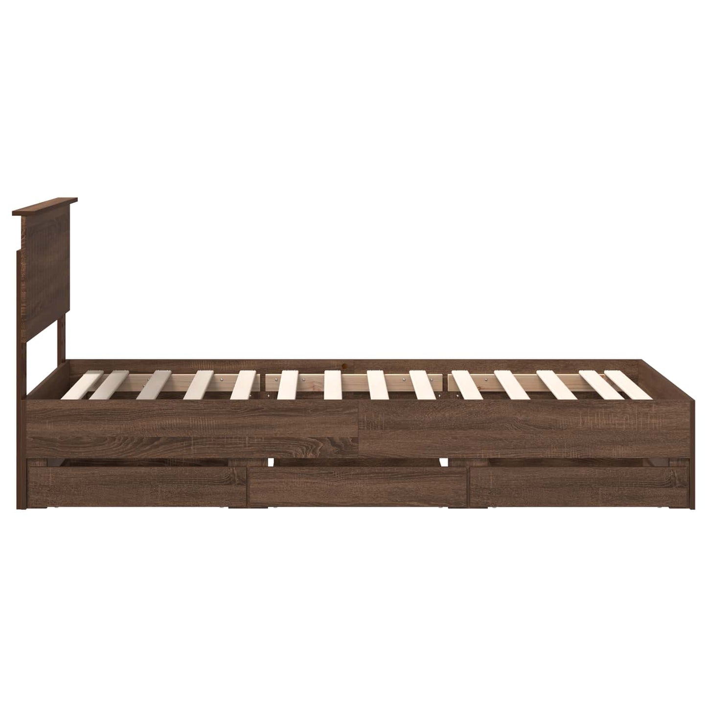 vidaXL Bed Frame with Drawer Brown Oak 90 x 190 cm Engineer Wood