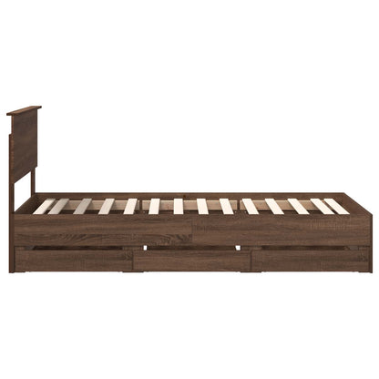 vidaXL Bed Frame with Drawer Brown Oak 90 x 190 cm Engineer Wood