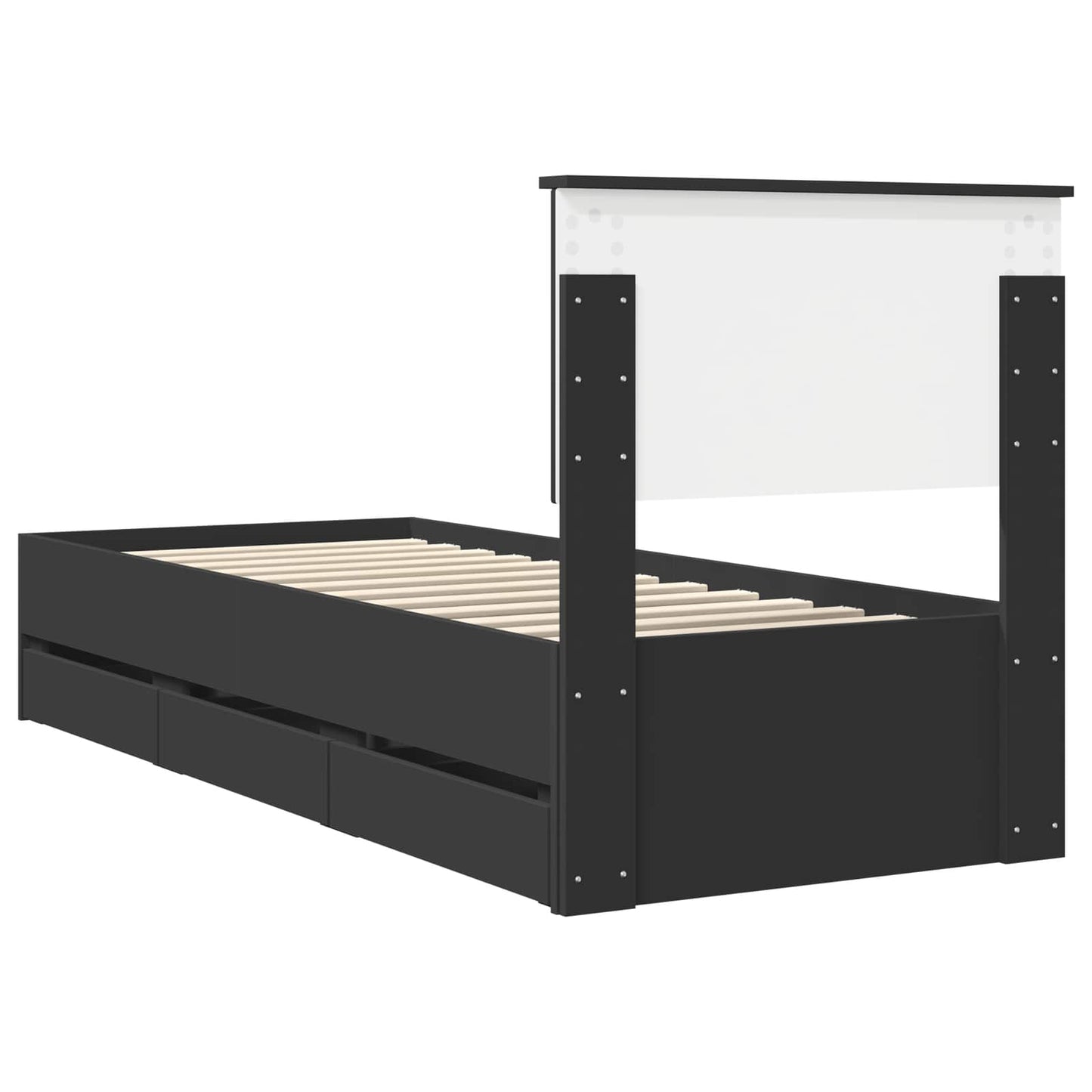 vidaXL Bed Frame with Drawer Black 75 x 190 cm Engineer Wood