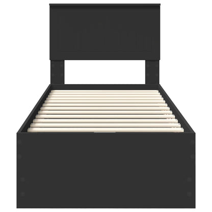 vidaXL Bed Frame with Drawer Black 75 x 190 cm Engineer Wood