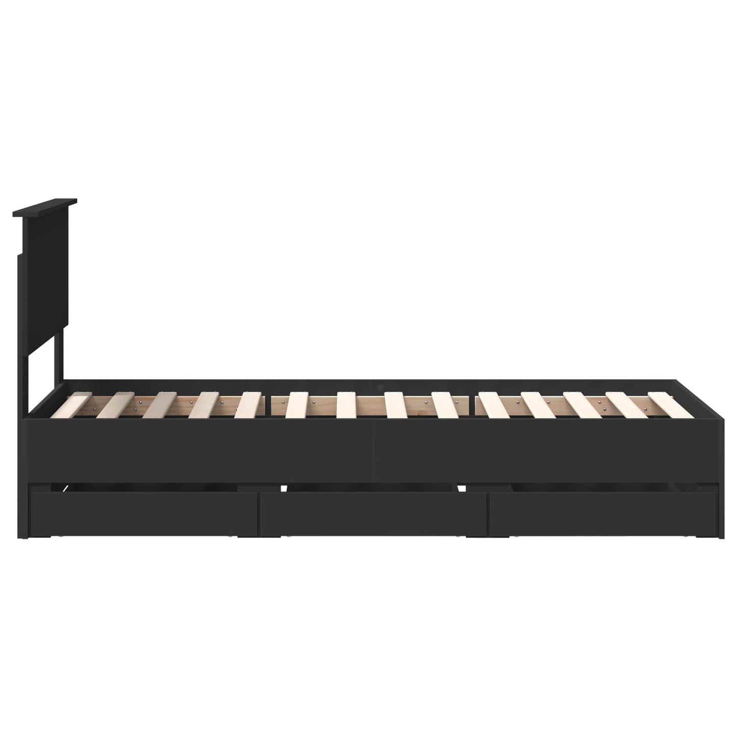 vidaXL Bed Frame with Drawer Black 75 x 190 cm Engineer Wood