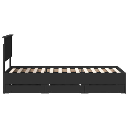 vidaXL Bed Frame with Drawer Black 75 x 190 cm Engineer Wood