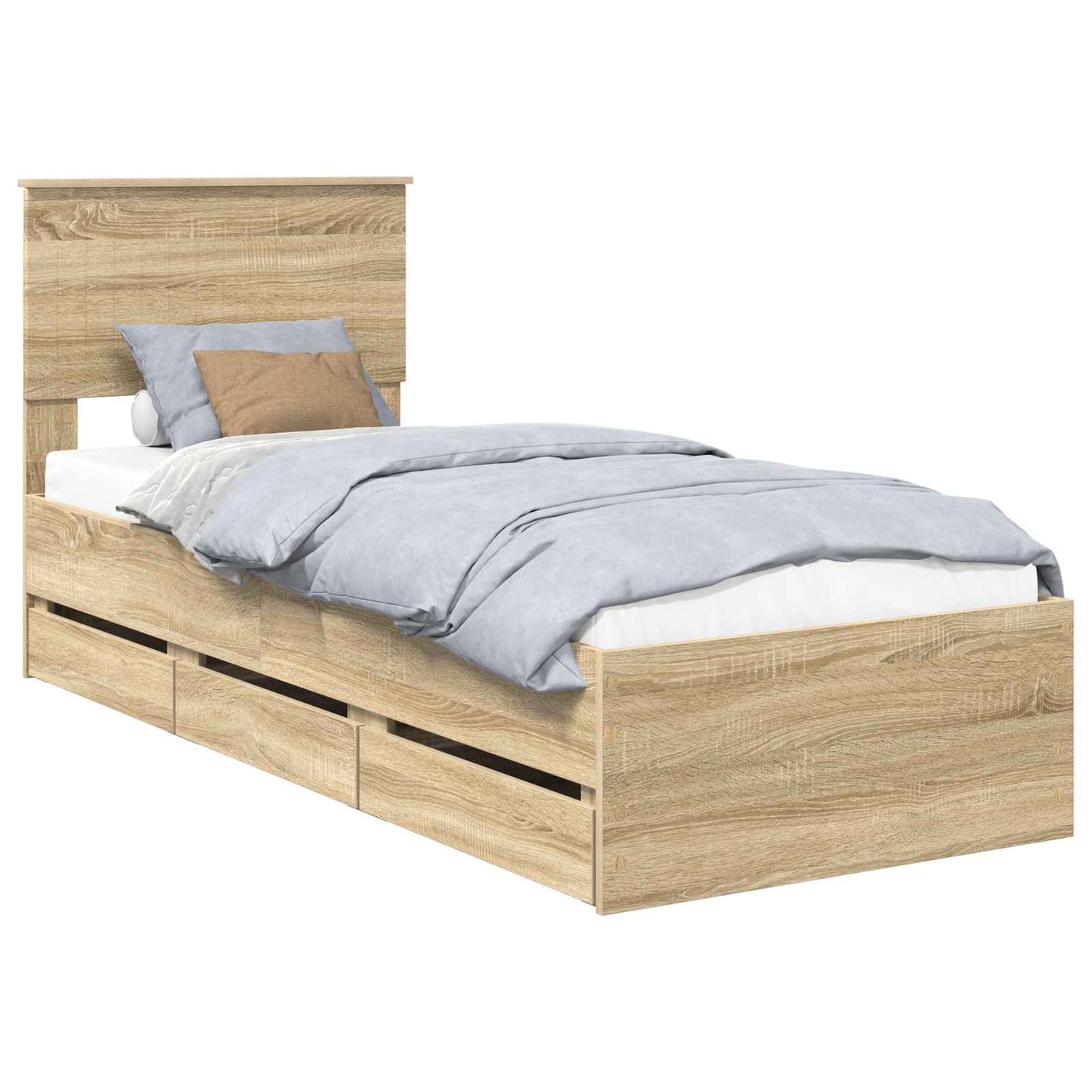 vidaXL Bed Frame with Drawer Sonoma Oak 75 x 190 cm Engineer Wood