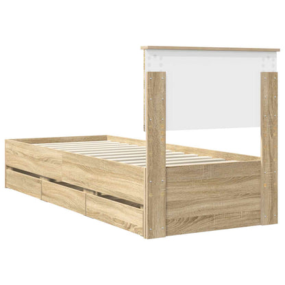 vidaXL Bed Frame with Drawer Sonoma Oak 75 x 190 cm Engineer Wood
