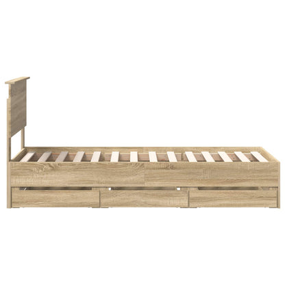 vidaXL Bed Frame with Drawer Sonoma Oak 75 x 190 cm Engineer Wood