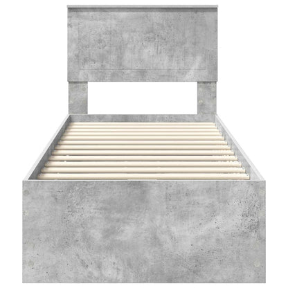 vidaXL Bed Frame with Drawer Concrete Grey 75 x 190 cm Engineer Wood