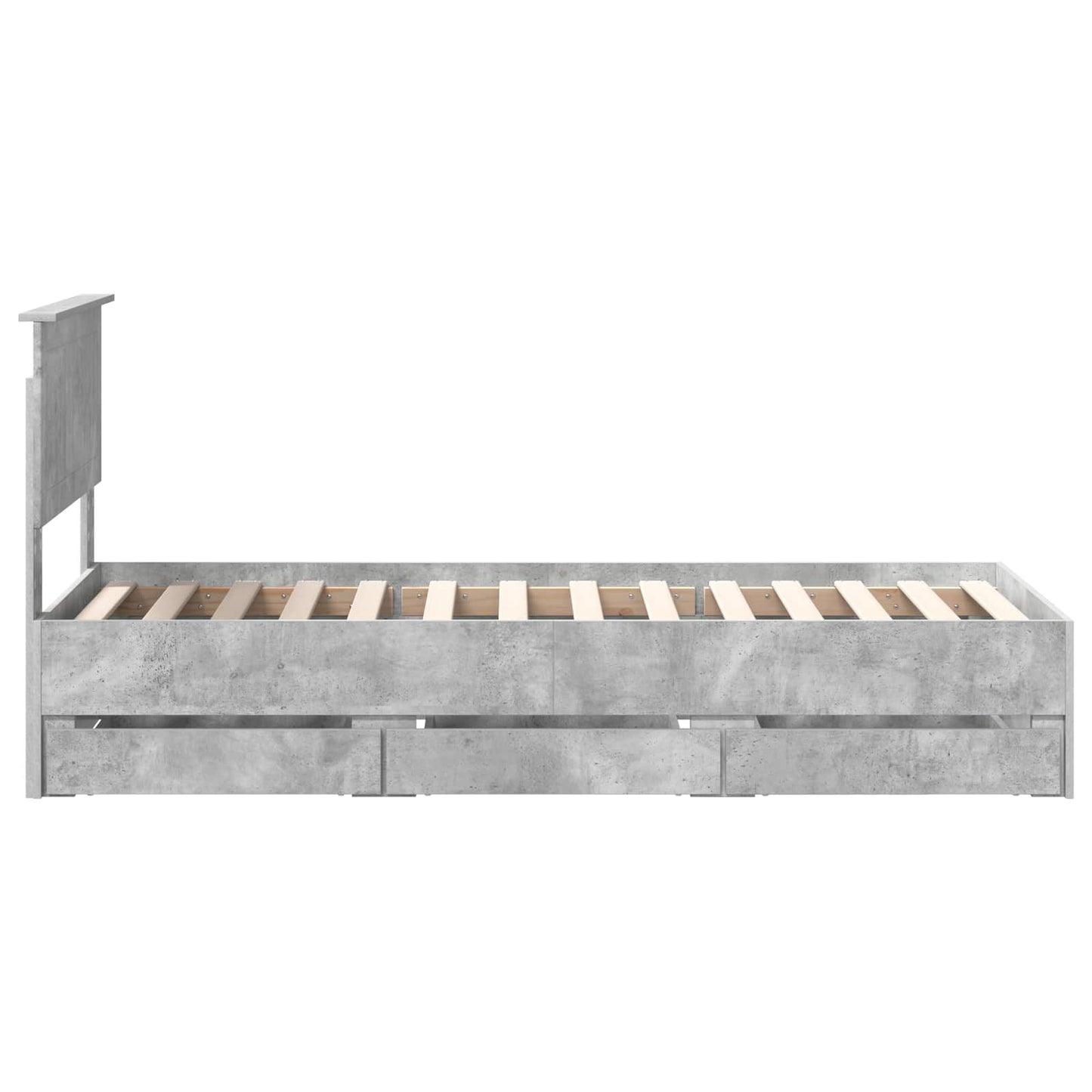 vidaXL Bed Frame with Drawer Concrete Grey 75 x 190 cm Engineer Wood