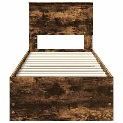 vidaXL Bed Frame with Drawer Smoked Oak 75 x 190 cm Engineer Wood