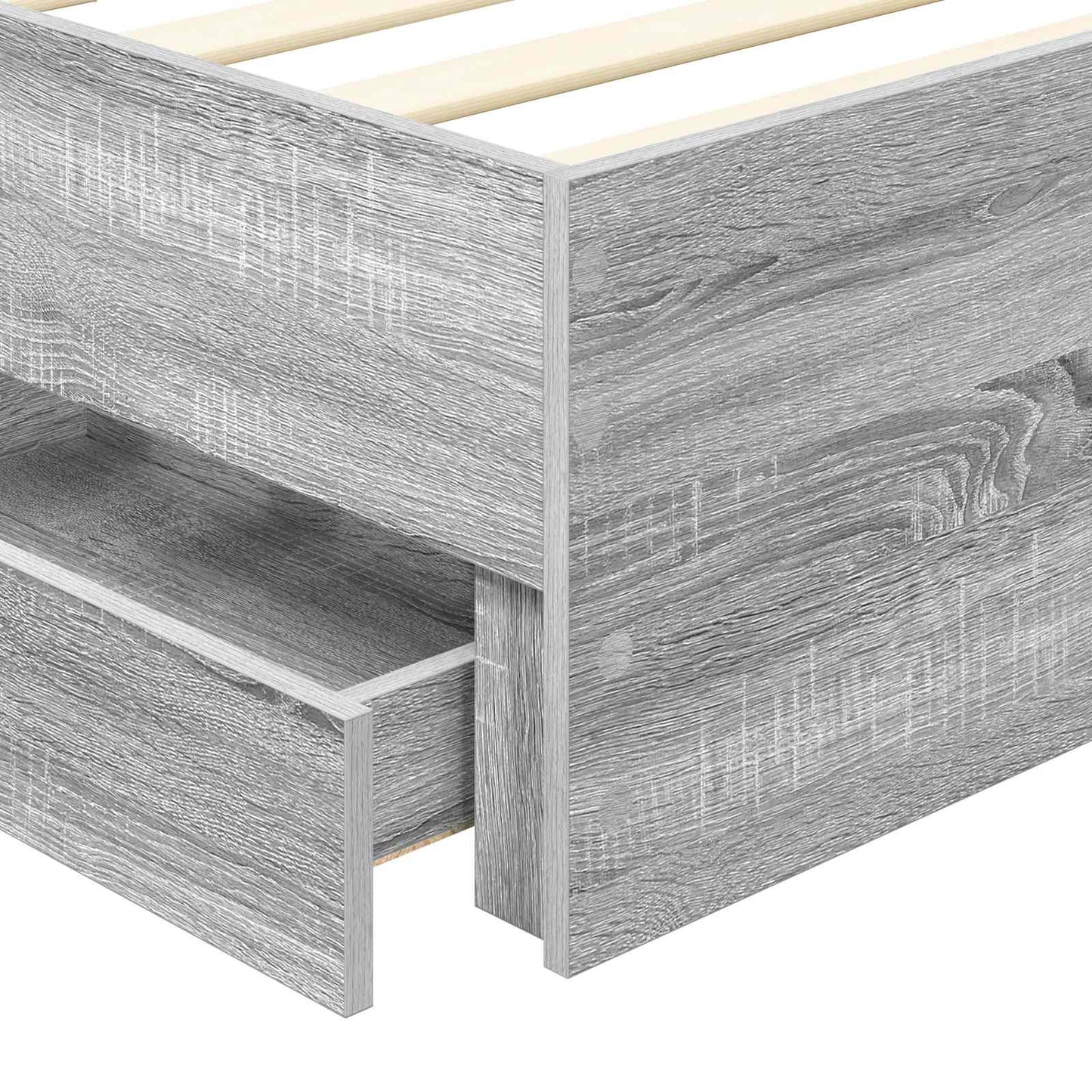 vidaXL Bed Frame with Drawer Grey Sonoma 75 x 190 cm Engineer Wood