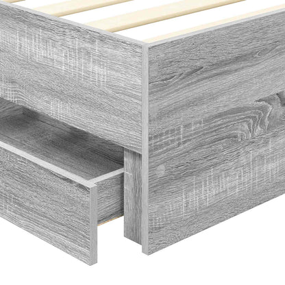 vidaXL Bed Frame with Drawer Grey Sonoma 75 x 190 cm Engineer Wood