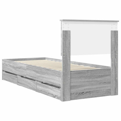 vidaXL Bed Frame with Drawer Grey Sonoma 75 x 190 cm Engineer Wood
