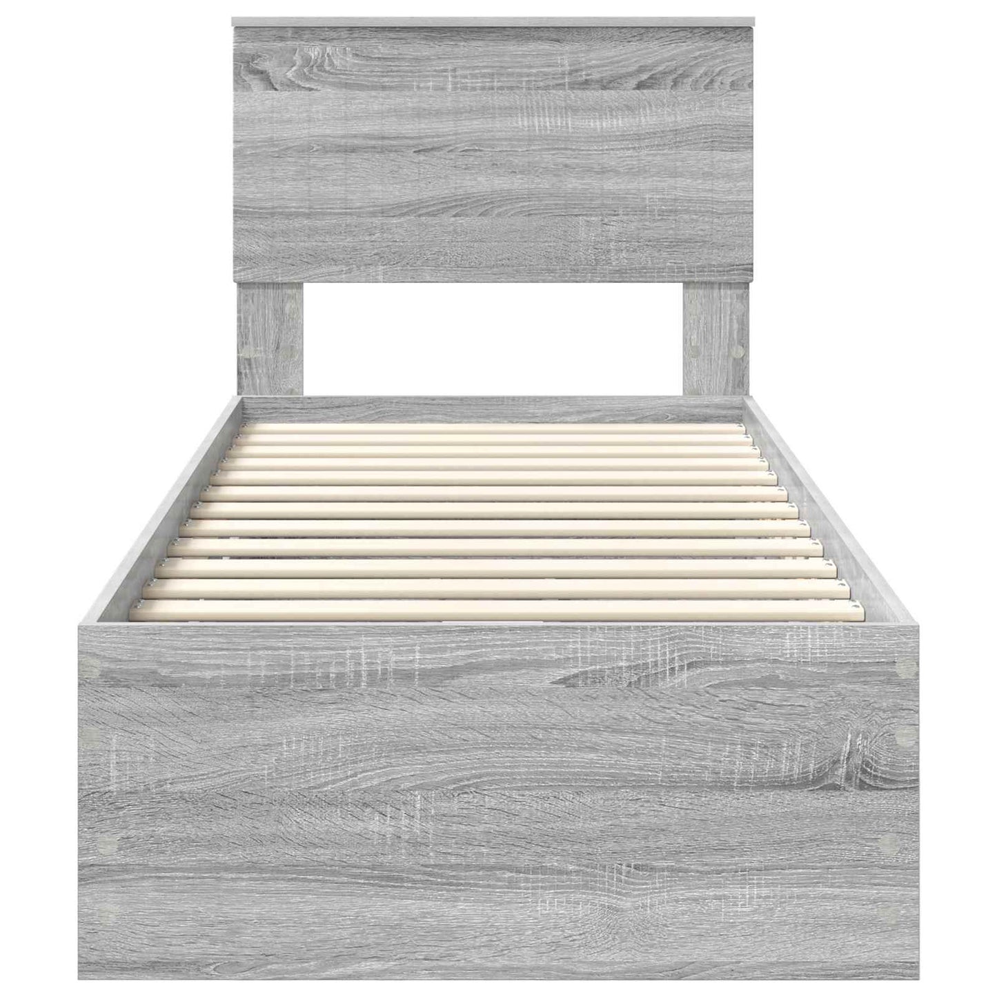 vidaXL Bed Frame with Drawer Grey Sonoma 75 x 190 cm Engineer Wood