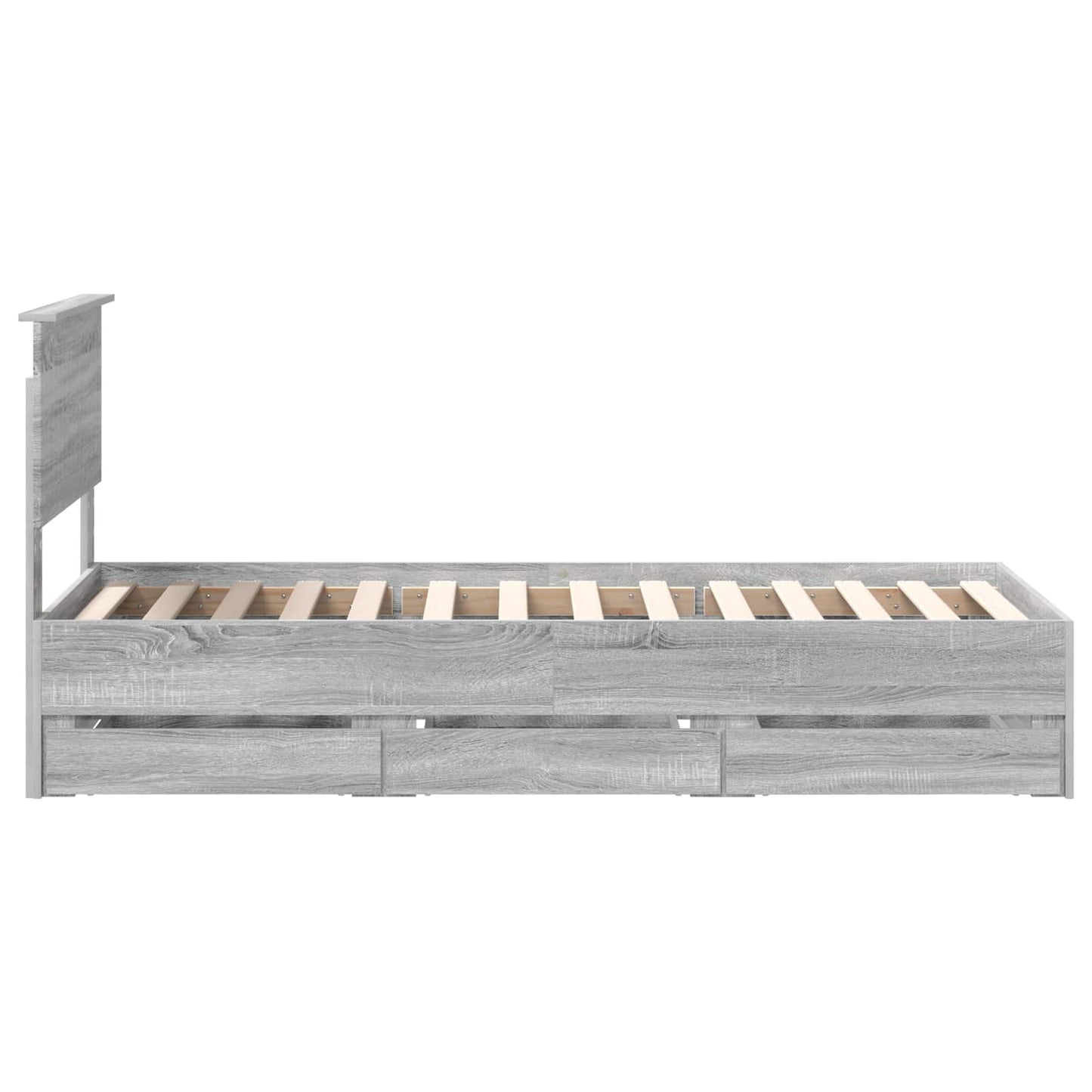 vidaXL Bed Frame with Drawer Grey Sonoma 75 x 190 cm Engineer Wood
