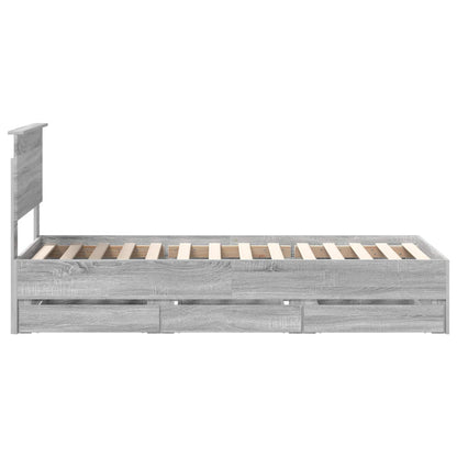 vidaXL Bed Frame with Drawer Grey Sonoma 75 x 190 cm Engineer Wood