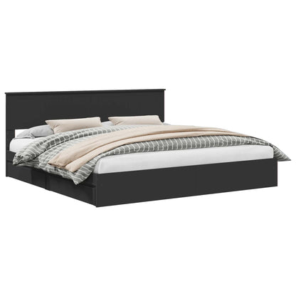 vidaXL Storage Bed with Headboard Black 200 x 200 cm Engineered Wood