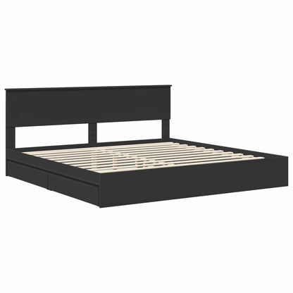 vidaXL Storage Bed with Headboard Black 200 x 200 cm Engineered Wood