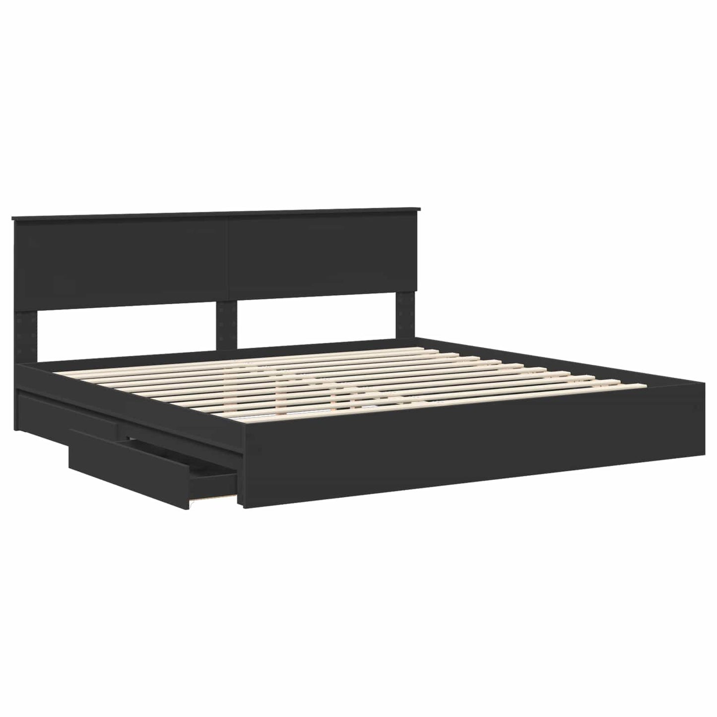 vidaXL Storage Bed with Headboard Black 200 x 200 cm Engineered Wood