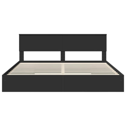 vidaXL Storage Bed with Headboard Black 200 x 200 cm Engineered Wood