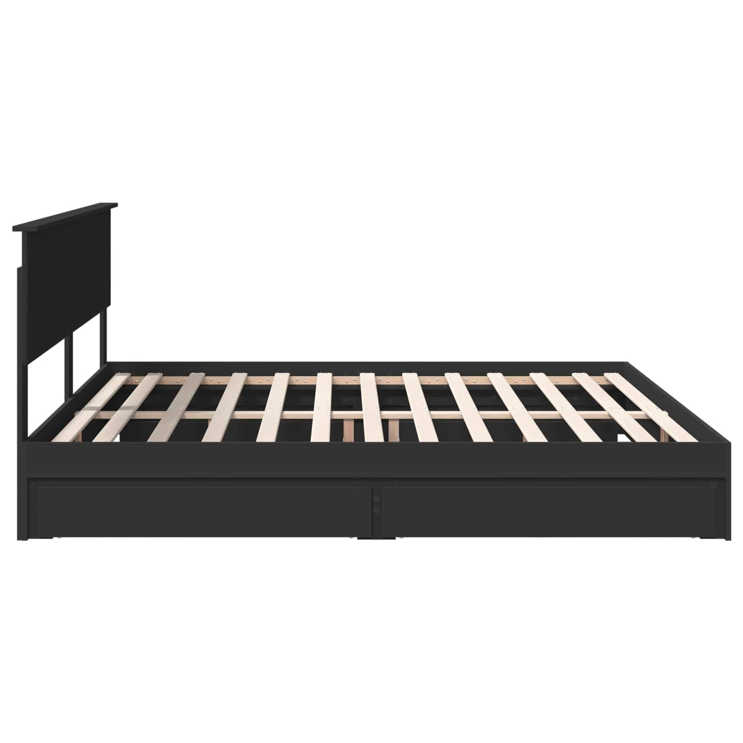 vidaXL Storage Bed with Headboard Black 200 x 200 cm Engineered Wood