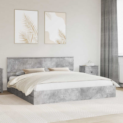 vidaXL Storage Bed Concrete Grey 200 x 200 cm Engineered Wood