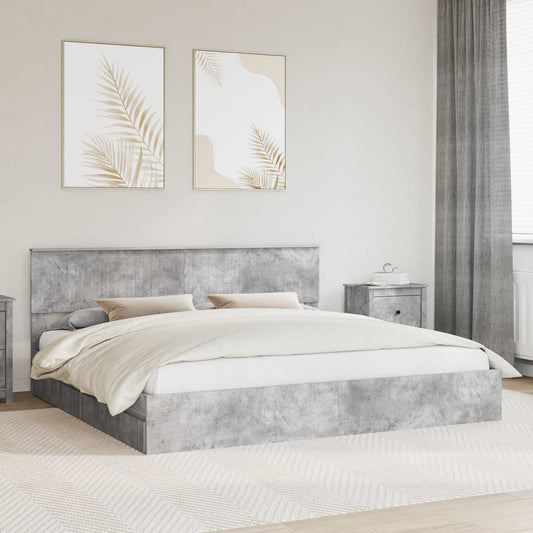vidaXL Storage Bed Concrete Grey 200 x 200 cm Engineered Wood
