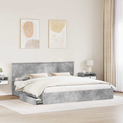 vidaXL Storage Bed Concrete Grey 200 x 200 cm Engineered Wood