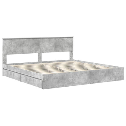 vidaXL Storage Bed Concrete Grey 200 x 200 cm Engineered Wood