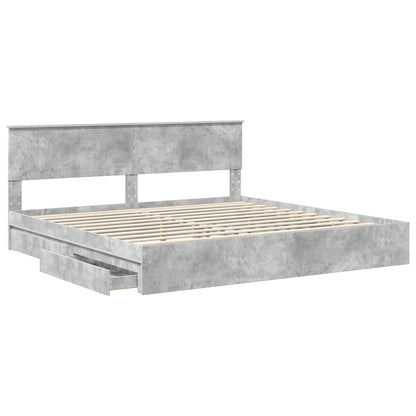 vidaXL Storage Bed Concrete Grey 200 x 200 cm Engineered Wood