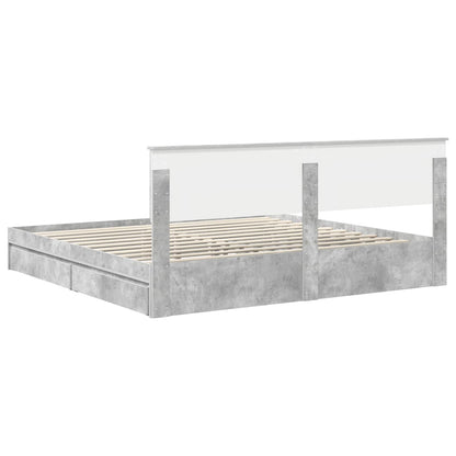 vidaXL Storage Bed Concrete Grey 200 x 200 cm Engineered Wood