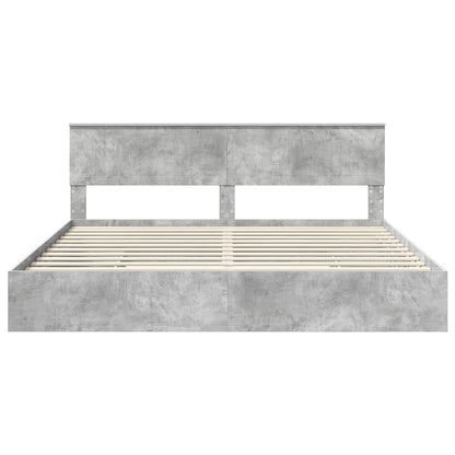 vidaXL Storage Bed Concrete Grey 200 x 200 cm Engineered Wood