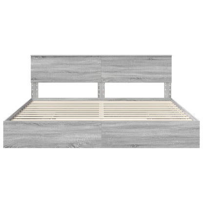 vidaXL Storage Bed Grey Sonoma 200 x 200 cm Engineered Wood