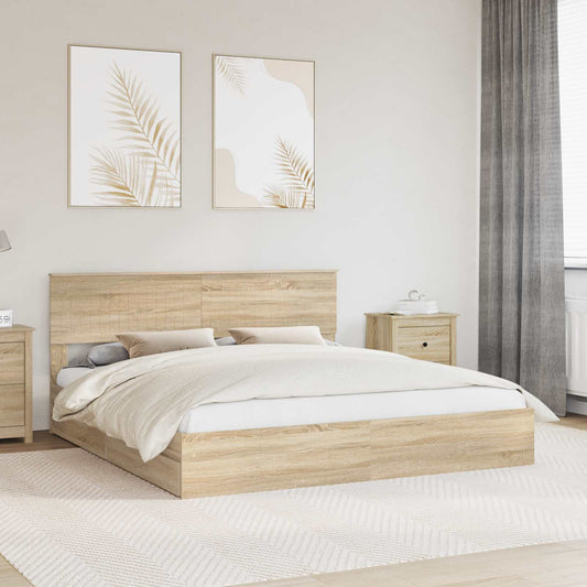 vidaXL Storage Bed with Drawer Sonoma Oak 180 x 200 cm Engineered Wood