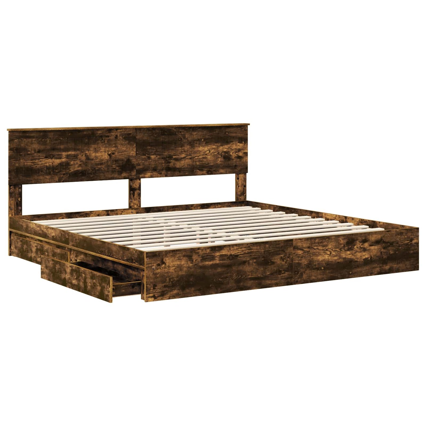 vidaXL Storage Bed with Drawer Smoked Oak 180 x 200 cm Engineered Wood