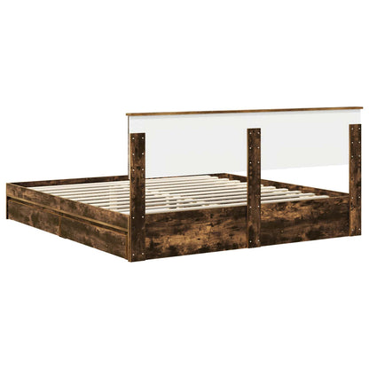 vidaXL Storage Bed with Drawer Smoked Oak 180 x 200 cm Engineered Wood
