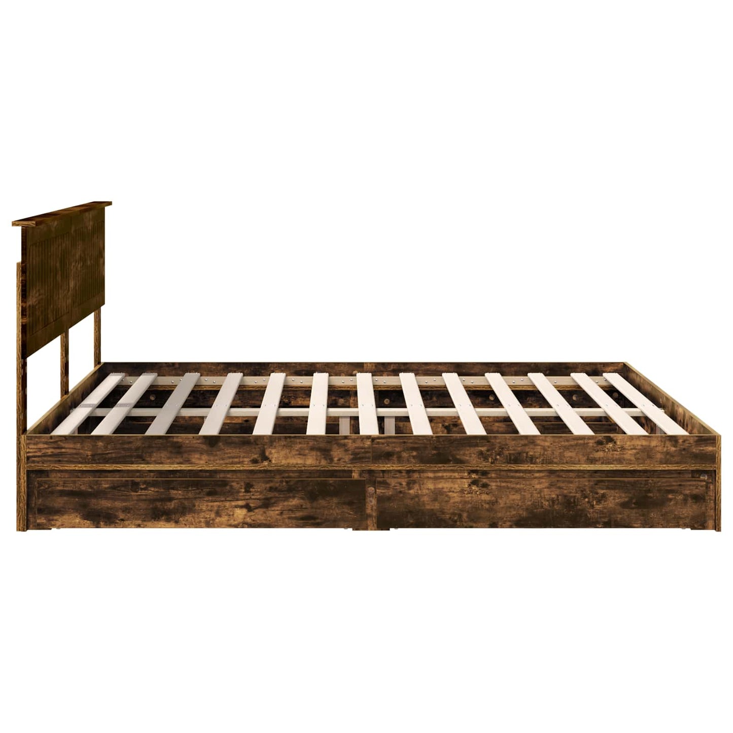 vidaXL Storage Bed with Drawer Smoked Oak 180 x 200 cm Engineered Wood