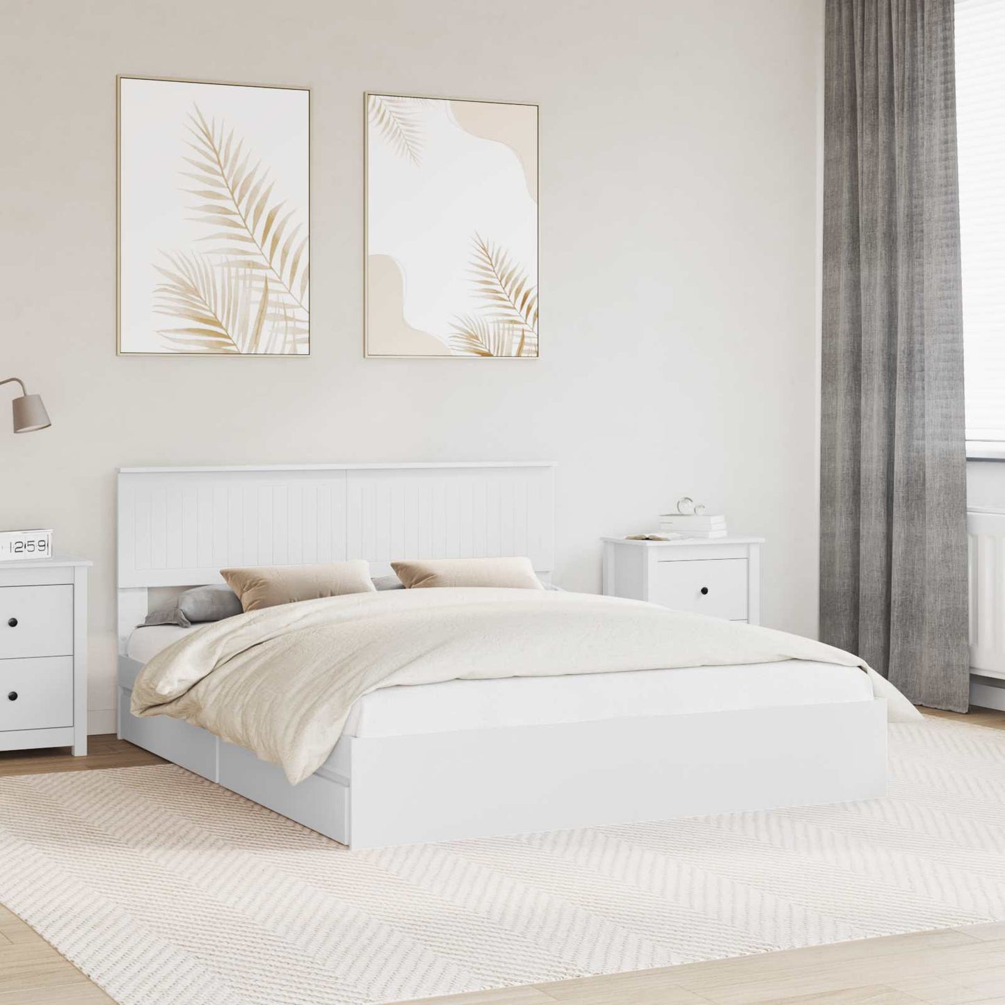 vidaXL Storage Bed with Headboard White 160 x 200 cm Engineered Wood