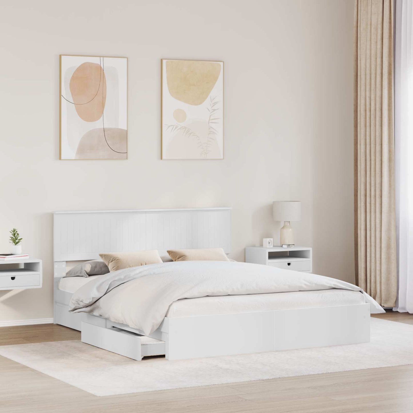 vidaXL Storage Bed with Headboard White 160 x 200 cm Engineered Wood