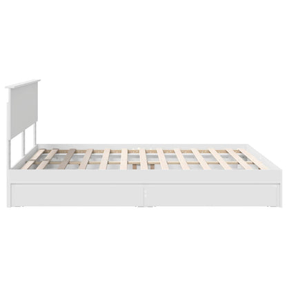 vidaXL Storage Bed with Headboard White 160 x 200 cm Engineered Wood