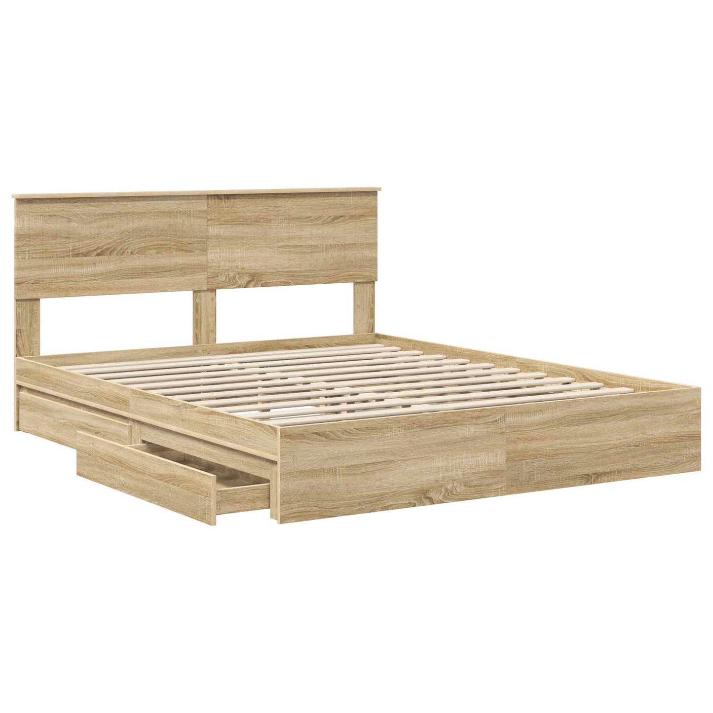 vidaXL Storage Bed with Drawer Sonoma Oak 160 x 200 cm Engineered Wood