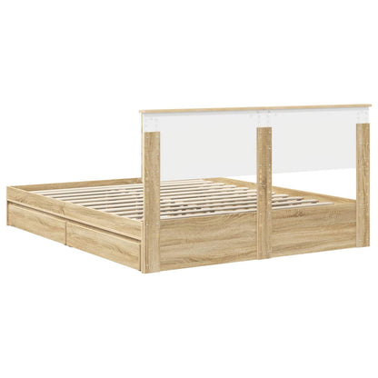 vidaXL Storage Bed with Drawer Sonoma Oak 160 x 200 cm Engineered Wood