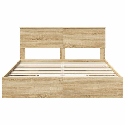 vidaXL Storage Bed with Drawer Sonoma Oak 160 x 200 cm Engineered Wood
