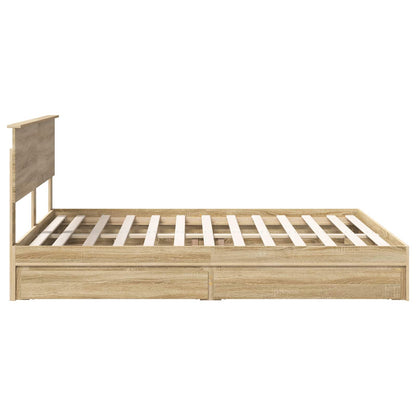 vidaXL Storage Bed with Drawer Sonoma Oak 160 x 200 cm Engineered Wood